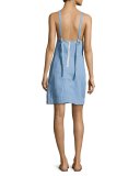 Suffolk Denim Apron Dress, Pale Blue