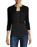 3/4-Sleeve Sequin Cashmere Shrug