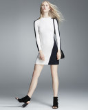 Cecilee Long-Sleeve Colorblock Sheath Dress, Ivory