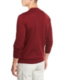 High-Performance Merino Wool Crewneck Sweater, Medium Red