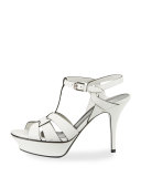 Tribute Leather 105mm Platform Sandal, Blanc Craie
