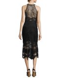 Sleeveless Lace Scalloped-Edge Top, Black