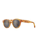 Leonard Monochromatic Round Sunglasses, Blonde Havana