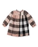 Pippie Long-Sleeve Yoked Shift Dress, Antique Pink, Size 6M-3