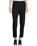 Silk Georgette Crepe Slouchy Ankle Pants