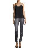 Leather-Like Skinny Ponte Pants 