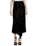 Velvet Paisley Midi Skirt, Black
