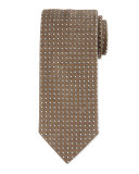 Micro Dot-Print Silk Tie, Brown