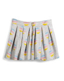 Pleated Fleece Polka-Dot Skirt, Gray, Size 4-5