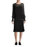 Laver Sheer Blouson Top, Black