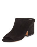 Petra Suede Block-Heel Mule Sandal