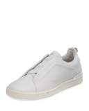 Couture Triple-Stitch Leather Low-Top Sneaker, White