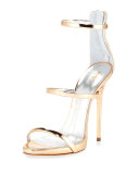 Metallic Three-Strap Evening Sandal, Ramino 