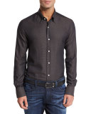 Houndstooth Sport Shirt, Chocolate