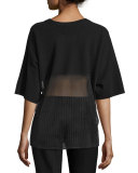 Oversized Boxy Pointelle Tee, Black