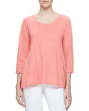 3/4-Sleeve Scoop-Neck Organic Linen Tee