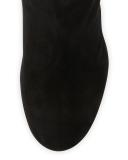 Bead-Fringe Suede Ankle Boot, Black/Mix