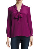 Francesca Tie-Neck Silk Top