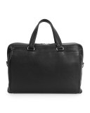 Single-Gusset Leather Briefcase, Black