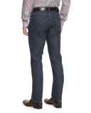 Dark-Wash Straight-Leg Denim Jeans, Blue