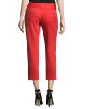 Cadence Cropped Cigarette Trousers, Bright Red