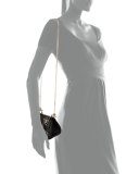 Drew Nano Floral Leather Saddle Bag, Black