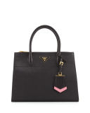 Saffiano Greca Medium Double-Zip Galleria Tote Bag
