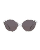 Istanbul Cat-Eye Acetate Sunglasses, Clear/Zebra
