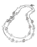 Sterling Silver Beaded Station Necklace, 48"