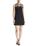 Sleeveless Shift Dress W/Center Bow, Black