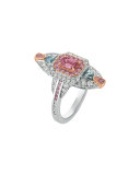 Platinum Ring with Multicolor Diamonds, 1.85 TCW