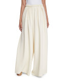 Paba Elastic-Waist Palazzo Pants, Ivory