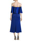 Ruffle Fit and Flare Cocktail Dress, Cobalt
