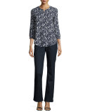 Barbara Boot-Cut Denim Jeans, Dark Enzyme