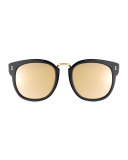 Sardinia Mirrored Square Sunglasses, Black/Gold