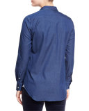 Kara Denim Button-Front Blouse, Insignia Blue