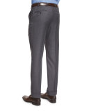 Flat-Front Twill Trousers, Charcoal