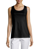 Long Scoop-Neck Tank, White