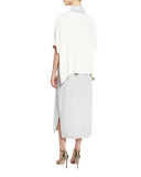 Sleeveless Wool-Blend Long Dress, Lunar Rock