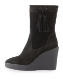 Viola Suede Wedge Bootie, Black