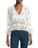 Pollen Lace V-Neck Top, Ivory