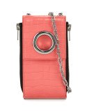 Riot Crocodile-Embossed Shoulder Wallet, Coral