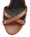 Whelan Crisscross Check Wedge Sandal, Dark Umber Brown
