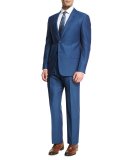 Birdseye Wool Two-Piece Suit, Ocean Blue