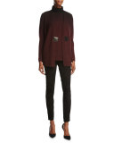 Sleeveless Mock Neck Ombre-Stitched Sweater, Black Multi