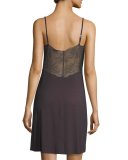 Greta Lace-Trimmed Chemise, Brown