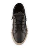 Men's Leather Low-Top Sneaker, Black