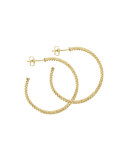 18k Gold Caviar Beaded Hoop Earrings, 35mm