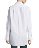 Emile Oversized Button-Front Poplin Blouse, White