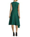Sleeveless Herringbone Cocktail Dress, Jade